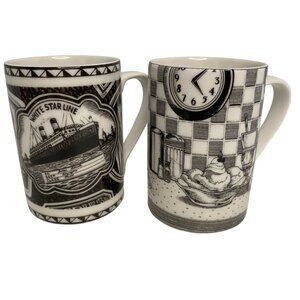 Slice of‎ Life ceramic mug lot World Travel & Malt Shoppe diner cruise coffee